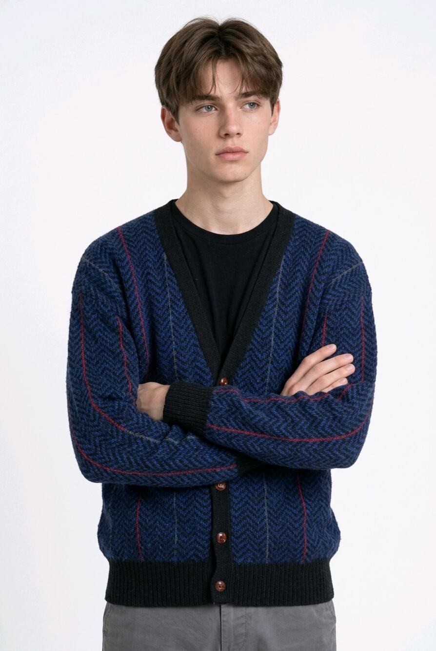 Vintage Joseph Benjamin Ivey’s Shetland Wool Cardigan M Herringbone 80s